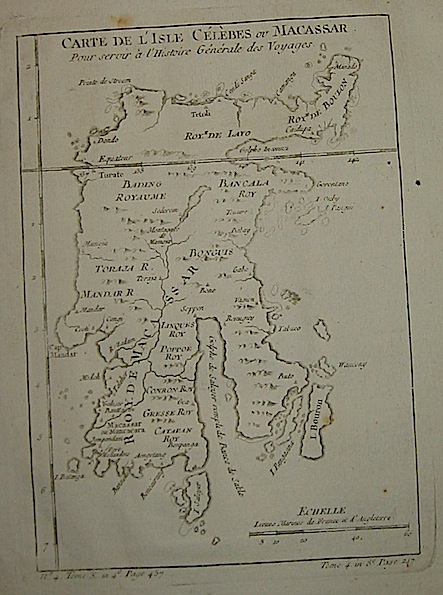 Bellin Jacques-Nicolas (1703-1772) Carte de l'Isle Célèbes ou Macassar... 1750 ca. Parigi 